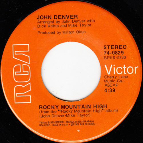 John Denver - Rocky Mountain High (7", Single, Ind)