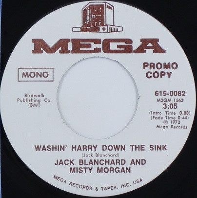 Jack Blanchard And Misty Morgan* - Washin' Harry Down The Sink (7", Single, Mono, Promo)