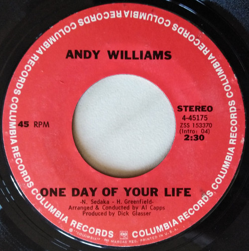 Andy Williams - One Day Of Your Life (7", Single, Styrene)