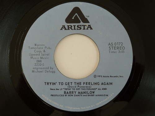 Barry Manilow - Tryin' To Get The Feeling Again / Beautiful Music (7", Single, Styrene, Blu)