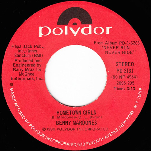 Benny Mardones - Hometown Girls (7", Single, Pre)