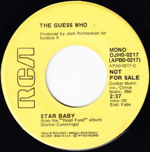 The Guess Who - Star Baby (7", Promo, Ind)