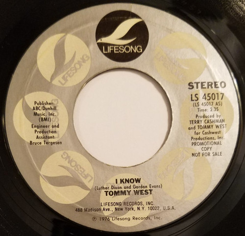 Tommy West - I Know (7", Single, Mono, Promo)