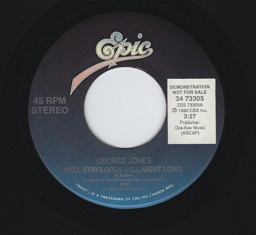 George Jones (2) - Hell Stays Open (All Night Long) (7", Promo)