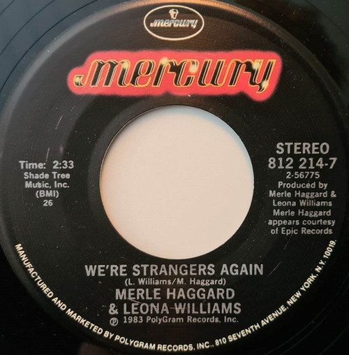 Merle Haggard & Leona Williams - We're Strangers Again (7", Single, Com)