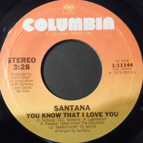 Santana - You Know That I Love You (7", Single, Styrene)
