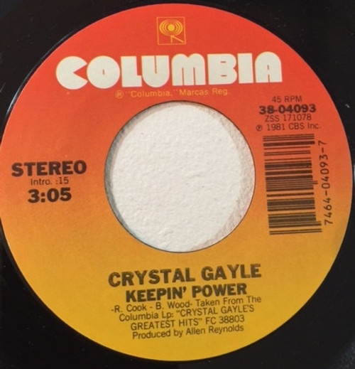 Crystal Gayle - Keepin' Power (7", Single, RE, Styrene, Pit)