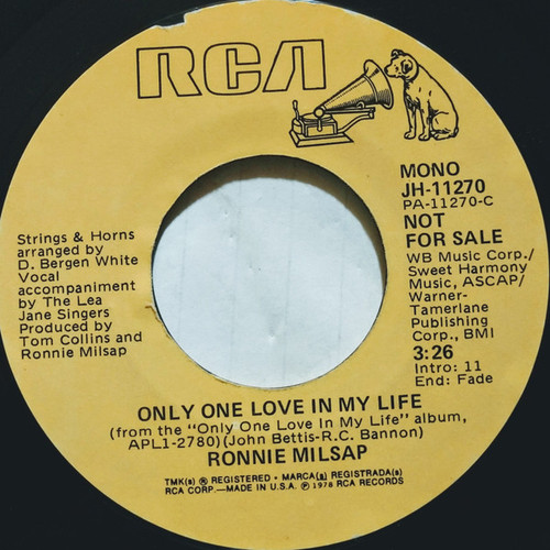 Ronnie Milsap - Only One Love In My Life (7", Mono, Promo)