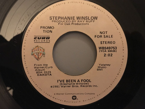Stephanie Winslow - I've Been A Fool / Sometimes When We Touch (7", Single, Promo)