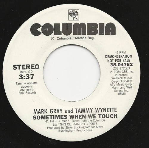 Mark Gray (4) And Tammy Wynette - Sometimes When We Touch (7", Single, Promo, Dem)