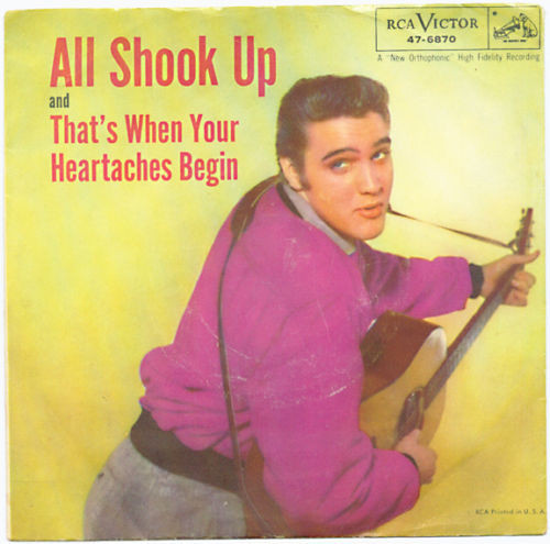Elvis Presley With The Jordanaires - All Shook Up / That's When Your Heartaches Begin (7", Single, Roc)