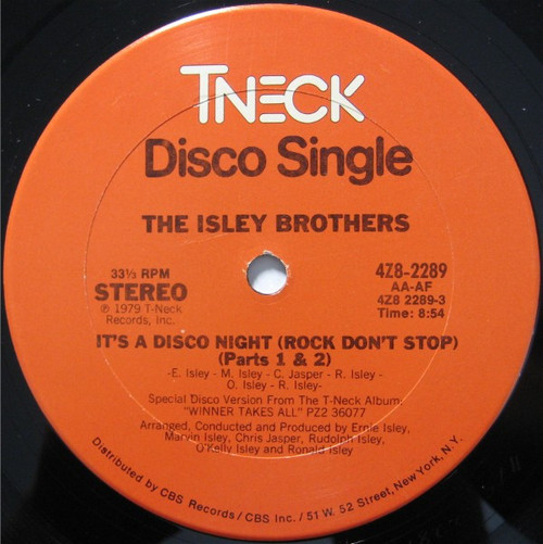 The Isley Brothers - It's A Disco Night (Rock Don't Stop) (Parts 1 & 2) / Ain't Givin' Up No Love (12")