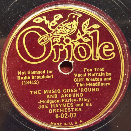 Joe Haymes & His Orchestra, Cliff Weston And The Headliners - The Music Goes 'Round And Around / (If I Had) Rhythm In My Nursery Rhymes (Shellac, 10")