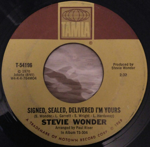 Stevie Wonder - Signed, Sealed, Delivered I'm Yours (7", Single, Mon)