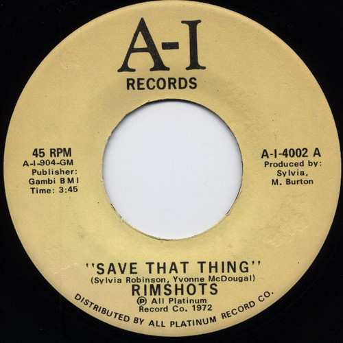 Rimshots* - Save That Thing / Concerto In F (7")