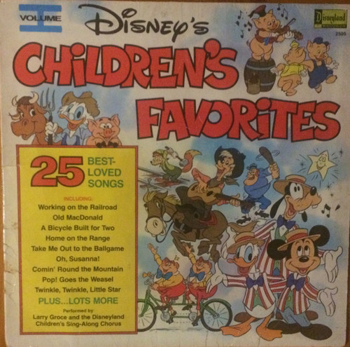 Larry Groce And The Disneyland Children's Sing-Along Chorus - Disney's Children's Favorites Volume I (LP, Album, RP, PRC)