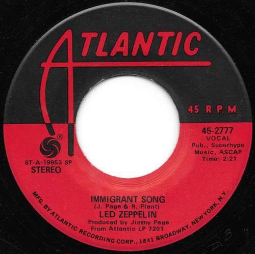 Led Zeppelin - Immigrant Song (7", Single, Spe)