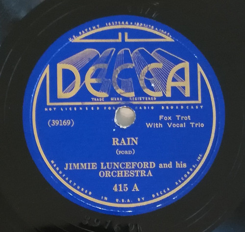 Jimmie Lunceford And His Orchestra - Rain / Because You're You (Shellac, 10")