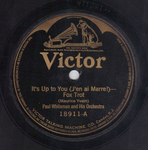 Paul Whiteman And His Orchestra - It's Up To You / 'Neath The South Sea Moon (Shellac, 10")