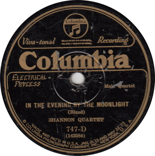 Shannon Quartet - In The Evening By The Moonlight / Where The Silvery Colorado Wends It's Way (Shellac, 10")