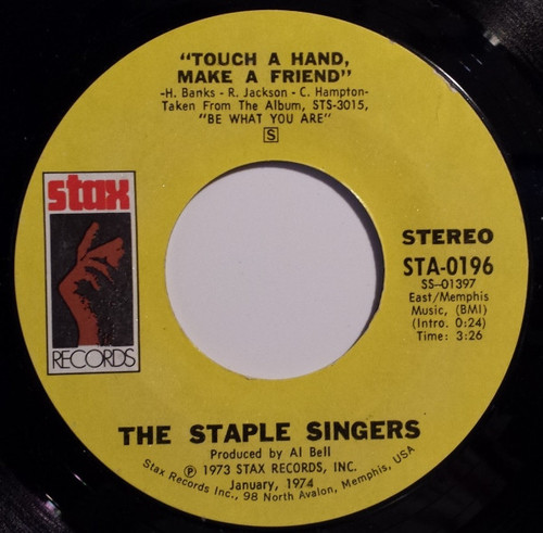 The Staple Singers - Touch A Hand, Make A Friend / Tellin' Lies (7", Single, Styrene, Ter) The Staple Singers - Touch A Hand, Make A Friend / Tellin' Lies (7", Single, Styrene, Ter)
