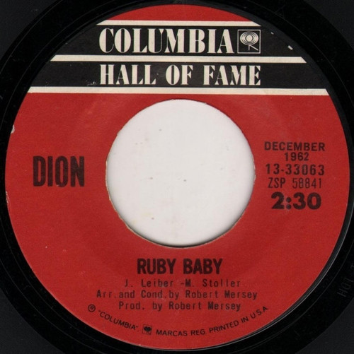 Dion (3) - Ruby Baby / Donna The Prima Donna (7", Single, Styrene, Ter)