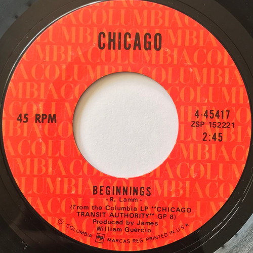 Chicago (2) - Beginnings / Colour My World (7", Single, Mono, Styrene, Ter)
