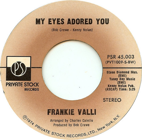Frankie Valli - My Eyes Adored You (7", Single, Styrene, Bes)