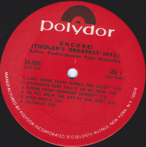 Arthur Fiedler - Boston Pops Orchestra - Encore (Fiedler's Greatest Hits) (LP, Album, Club, Mas)