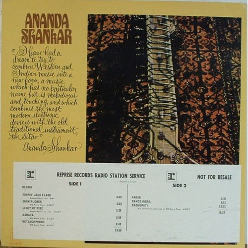 Ananda Shankar - Ananda Shankar (LP, Album, Promo)