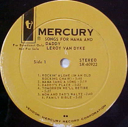 Leroy Van Dyke - Songs For Mom And Dad (LP, Album, Promo)