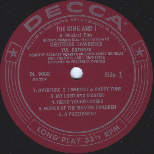 Yul Brynner, Gertrude Lawrence - The King And I (LP, Album, Mono, RE, Pin)