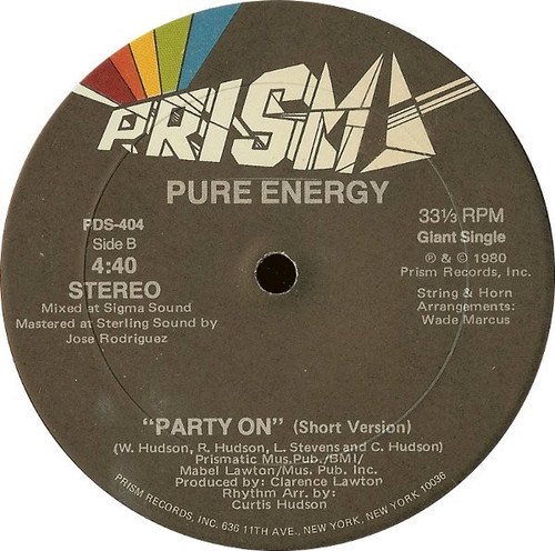 Pure Energy - Party On (12", Single)