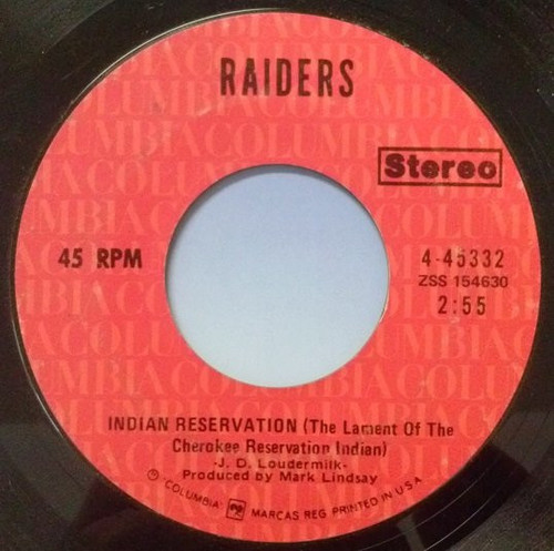 Raiders (2) - Indian Reservation / Terry's Tune (7", Single, RP, Styrene, Ter)