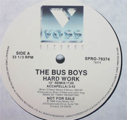 The Bus Boys - Hard Work (12", Single, Promo)