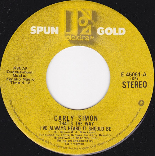 Carly Simon - That's The Way I've Always Heard It Should Be / Anticipation (7", Single, RE)