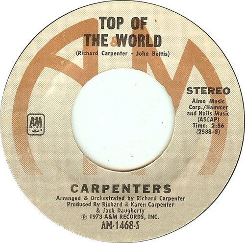 Carpenters - Top Of The World (7", Single, RP, Styrene, Pit)