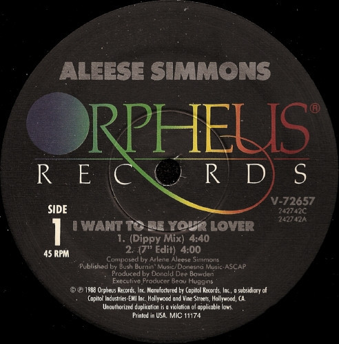 Aleese Simmons - I Want To Be Your Lover (12")