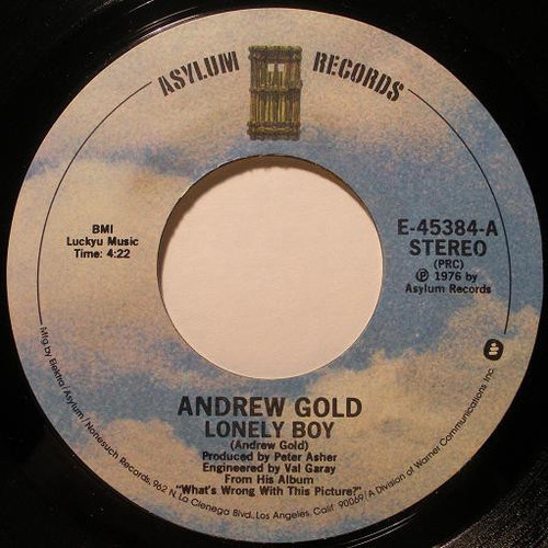 Andrew Gold - Lonely Boy (7", Single, Styrene, PRC)