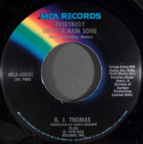 B. J. Thomas* - Everybody Loves A Rain Song (7", Glo)