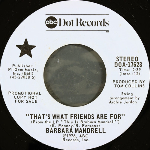 Barbara Mandrell - That's What Friends Are For (7", Single, Promo)