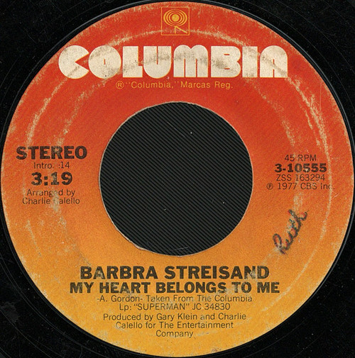 Barbra Streisand - My Heart Belongs To Me  (7", Single, Styrene)