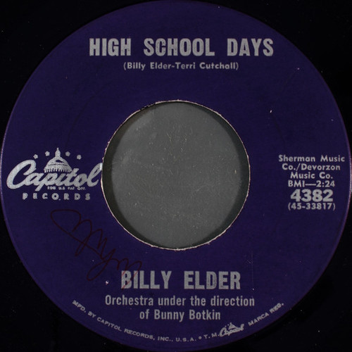 Billy Elder - High School Days / How Lonely Am I (7", Single)