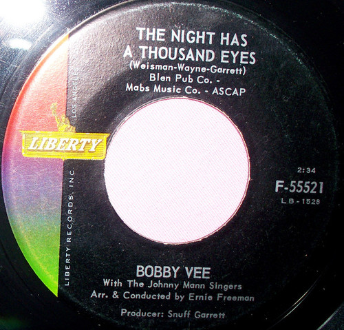 Bobby Vee - The Night Has A Thousand Eyes (7", Single, Ind)