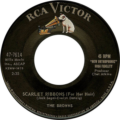 The Browns (3) - Scarlet Ribbons (For Her Hair) (7", Single, Roc)