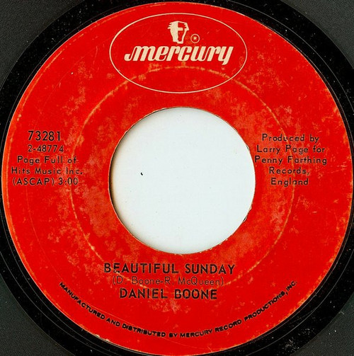 Daniel Boone - Beautiful Sunday (7", Single, Styrene, Phi)