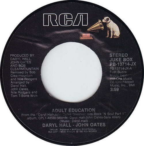 Daryl Hall - John Oates* - Adult Education (7", Single, Jukebox, Styrene)