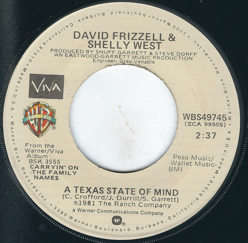David Frizzell & Shelly West - A Texas State Of Mind (7", Jac)