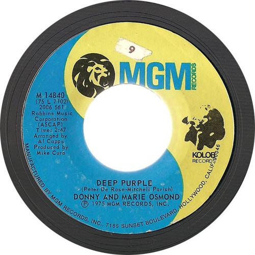Donny And Marie Osmond* - Deep Purple / Take Me Back Again (7", Styrene, PRC)