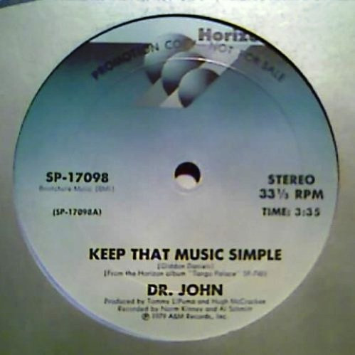Dr. John - Keep That Music Simple / Disco-Therapy (12", Promo)